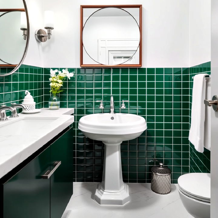 glossy emerald green tiles for your bathroom