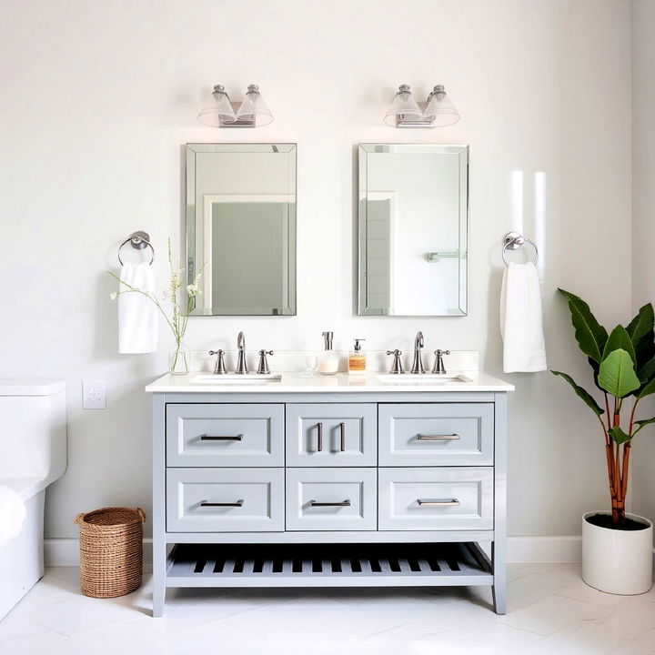 glossy grey vanity to brighten your bathroom