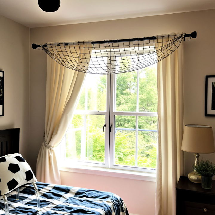 goal net themed curtain rods