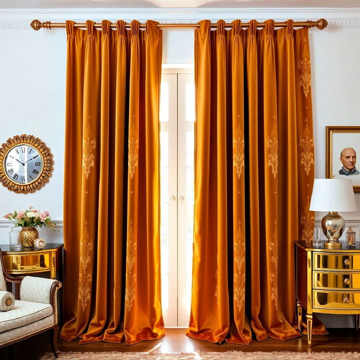 gold and velvet curtains for bedroom