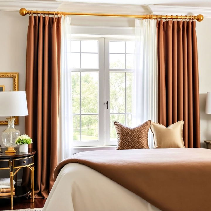 gold drapery rods for bedroom