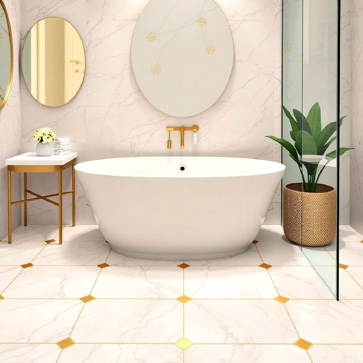 gold floor tile inlays for bathroom