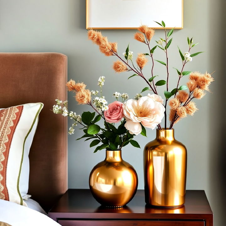 gold vases and planters for bedroom