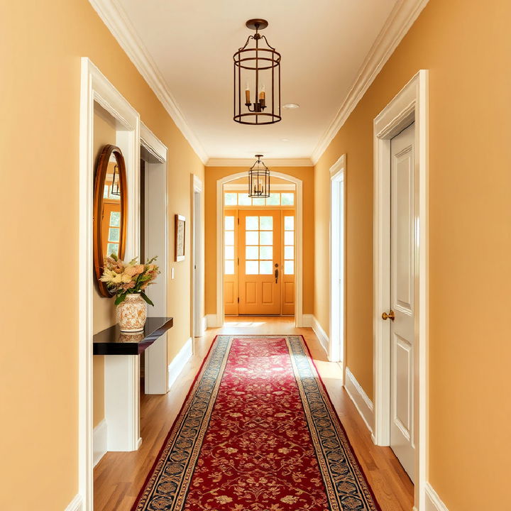 golden beige and ivory hallway