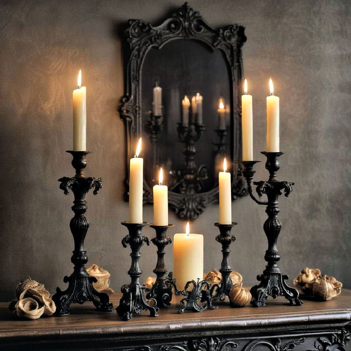 gothic candles to create a moody glow