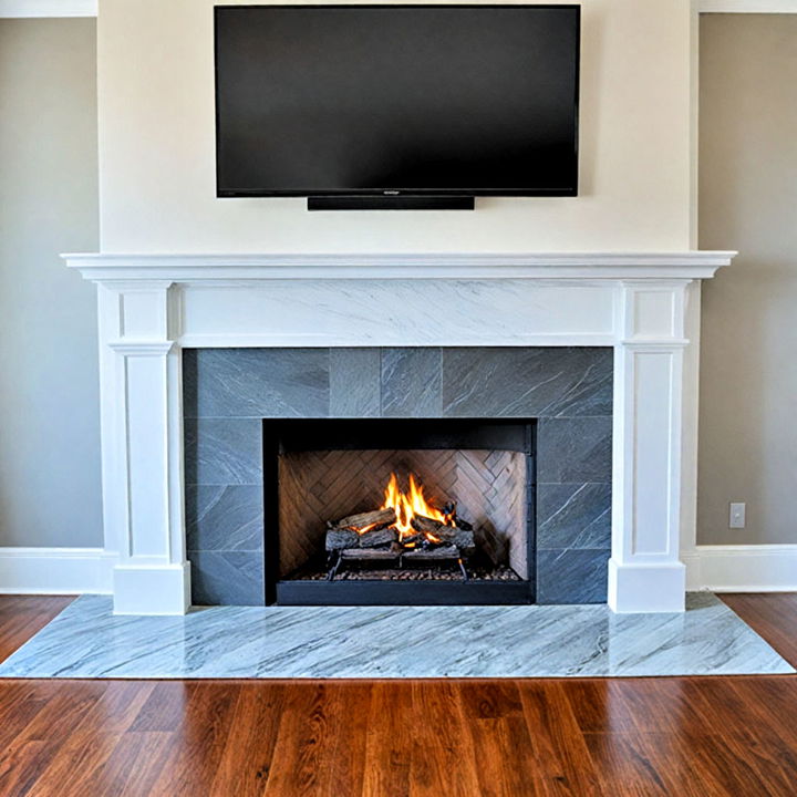 gray quartz fireplace for cool toned decor