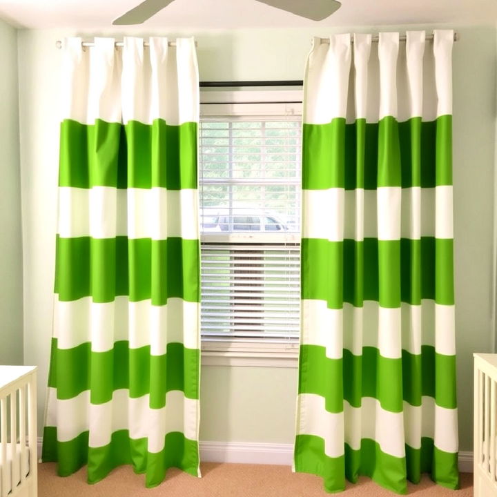 green and white striped curtains for nursery