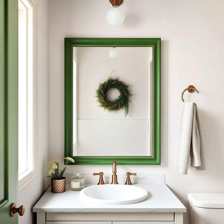 green bathroom vanity mirror frame