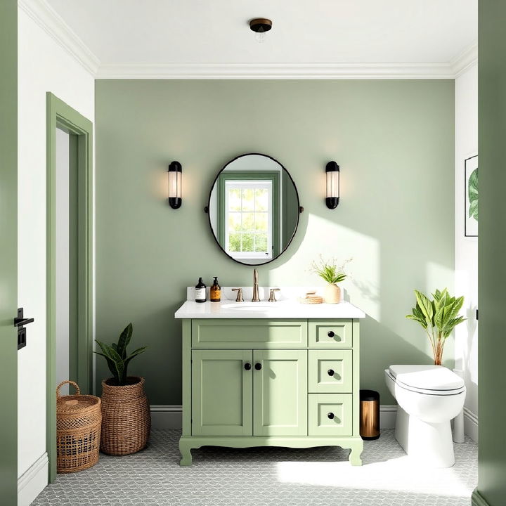 green bathroom vanity