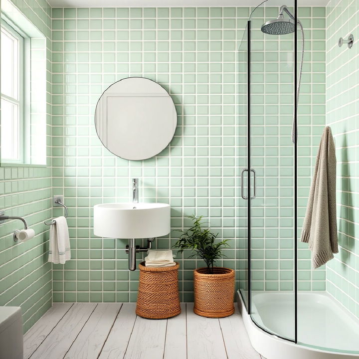 green ceramic tiles for bathroom