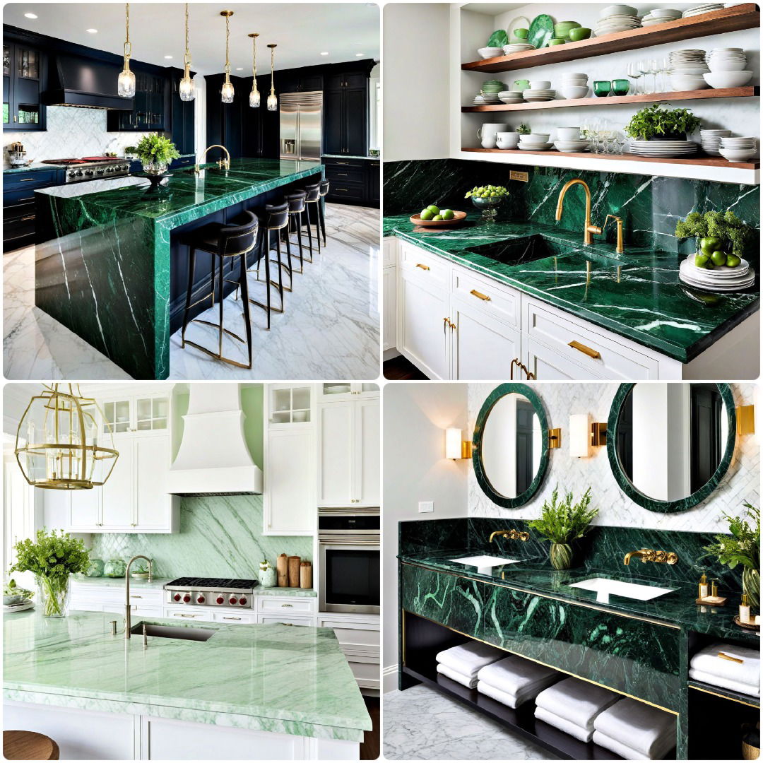 15 Green Marble Countertop Design Ideas To Copy