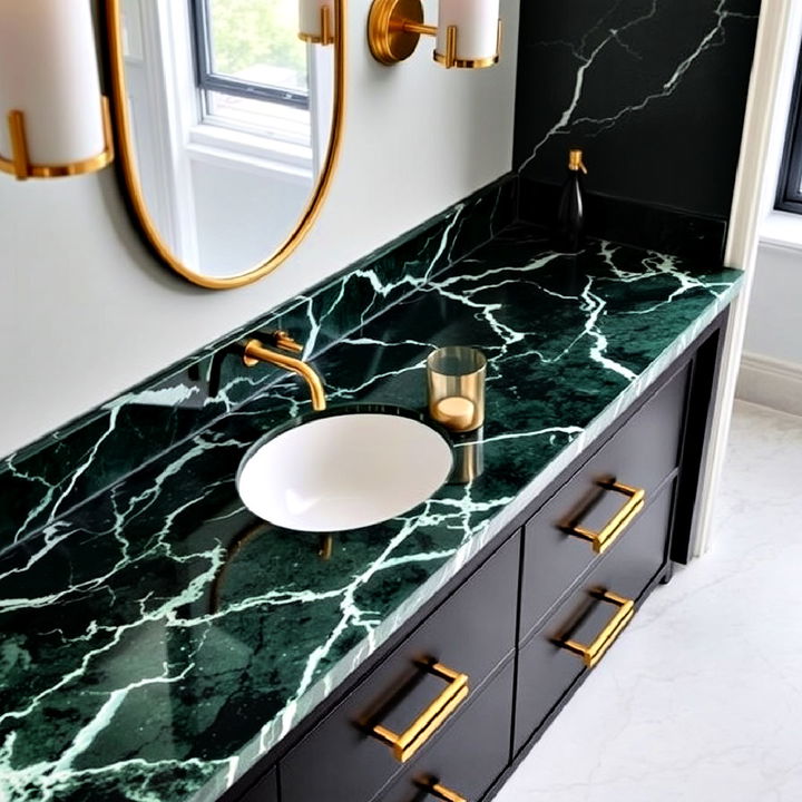 green marble countertop with gold accents