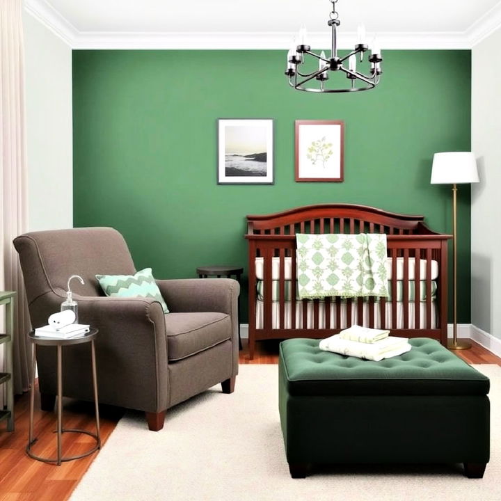 green ottoman for a comfy nursery seating