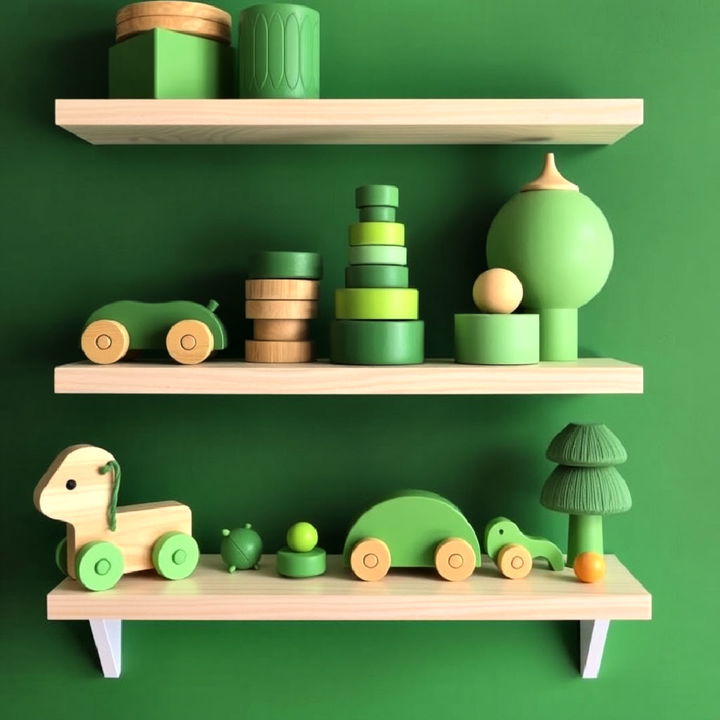 green wooden toys for nursery