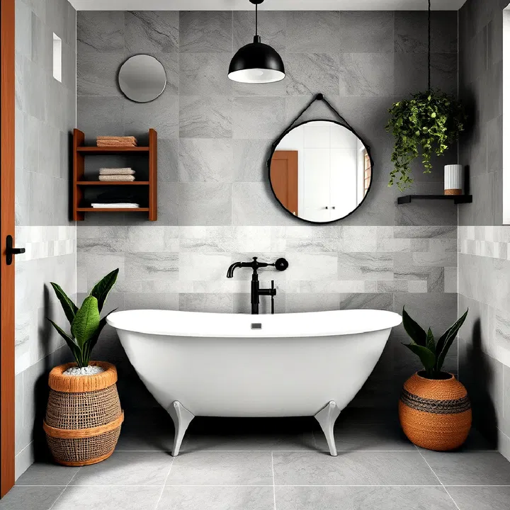 grey cement tiles bathroom design