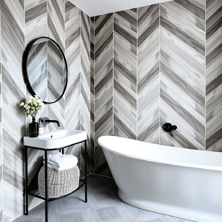 grey chevron tile pattern