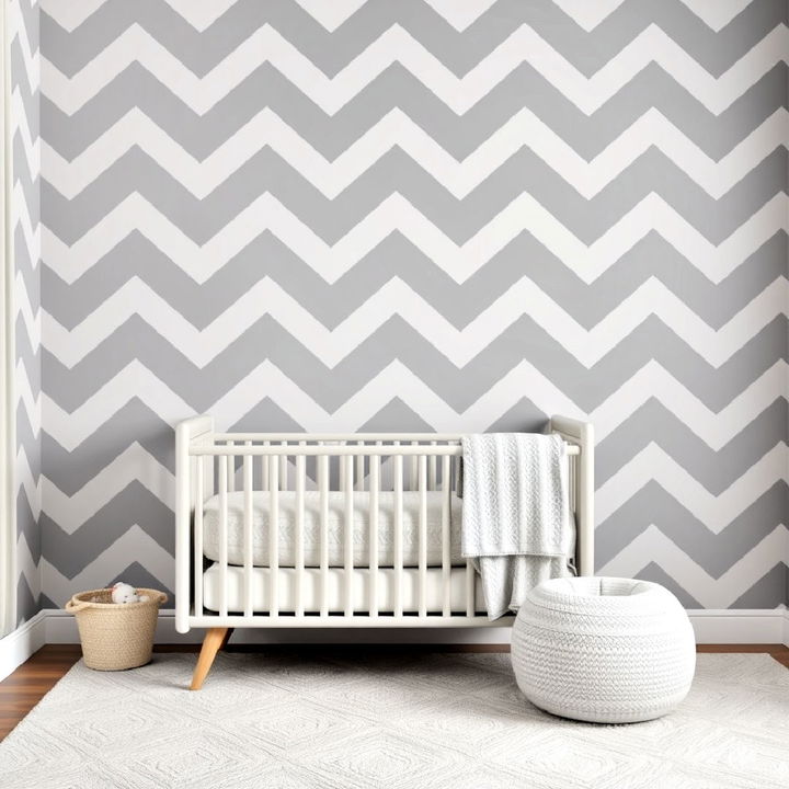 grey chevron wallpaper to add calm