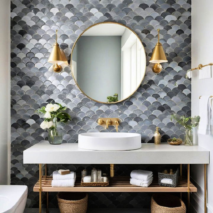 grey fish scale tiles