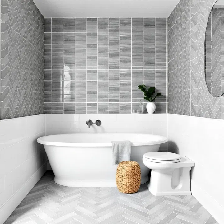 grey herringbone tile layout idea