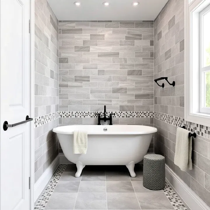 grey mosaic tile accents