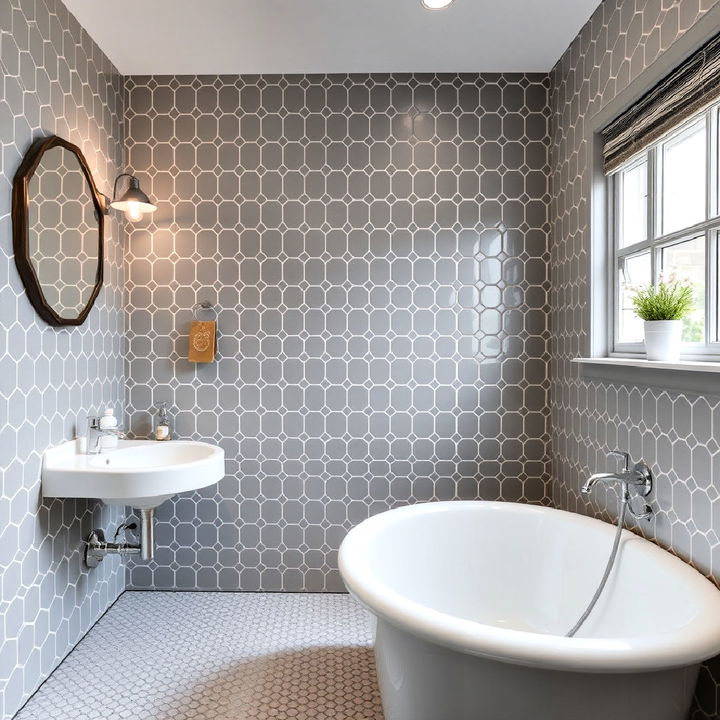 grey octagon and dot tiles