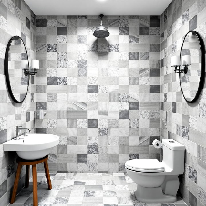 grey patchwork tiles to add character