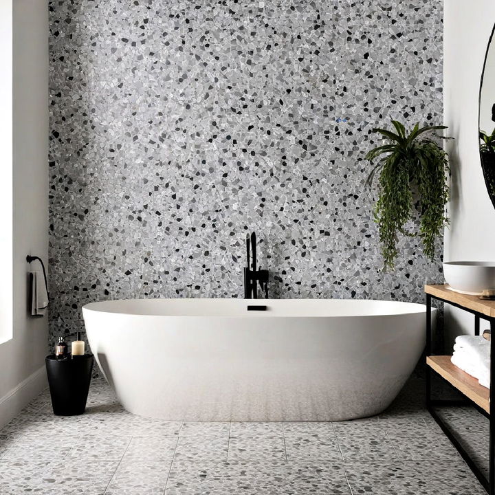 grey terrazzo tile bathroom design