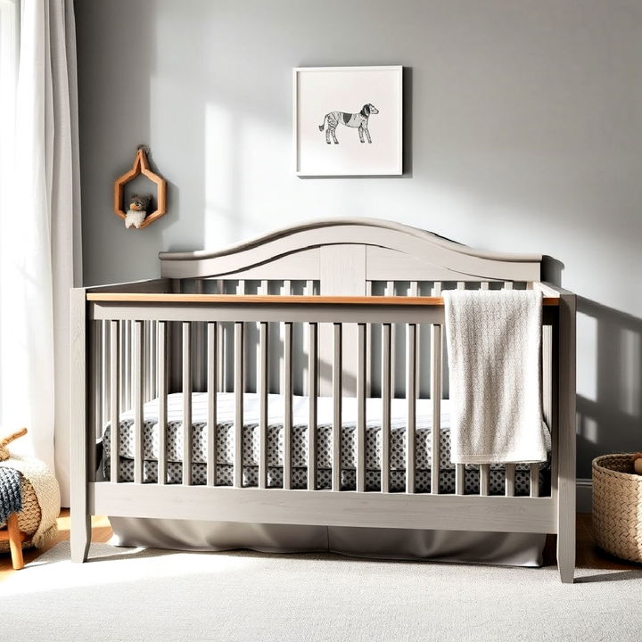 grey wooden crib for nursery