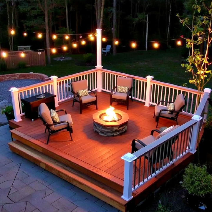 ground level fire pit deck