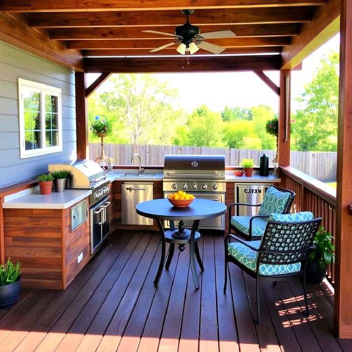 ground level outdoor kitchen deck