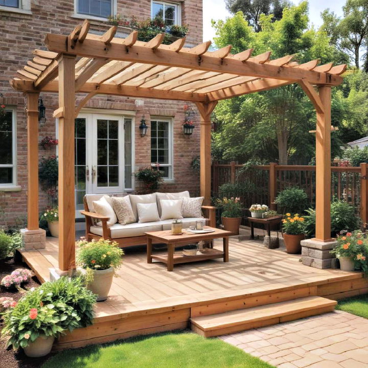 ground level pergola deck