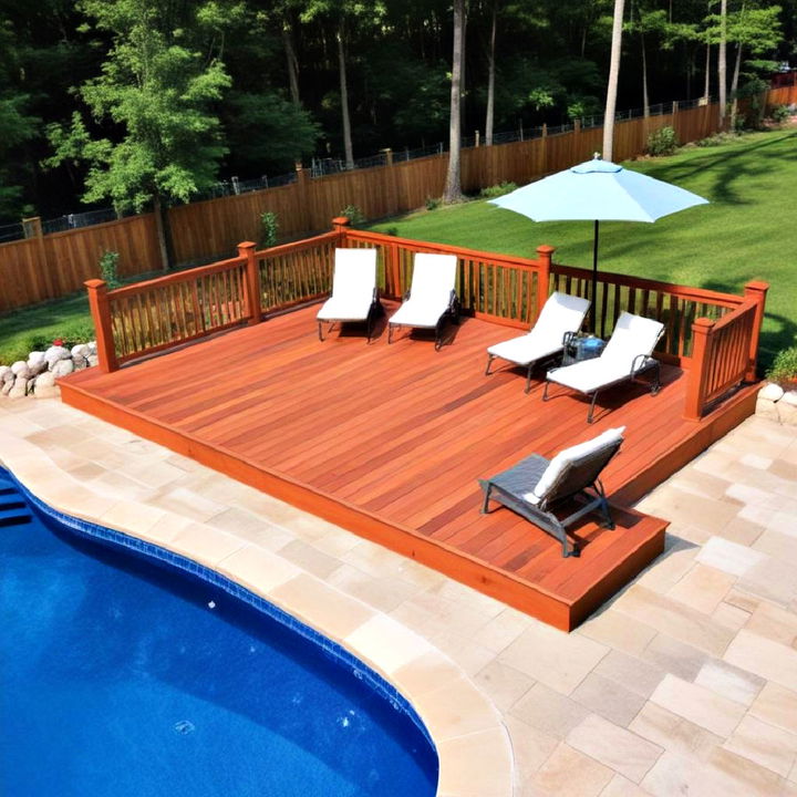 ground level poolside deck