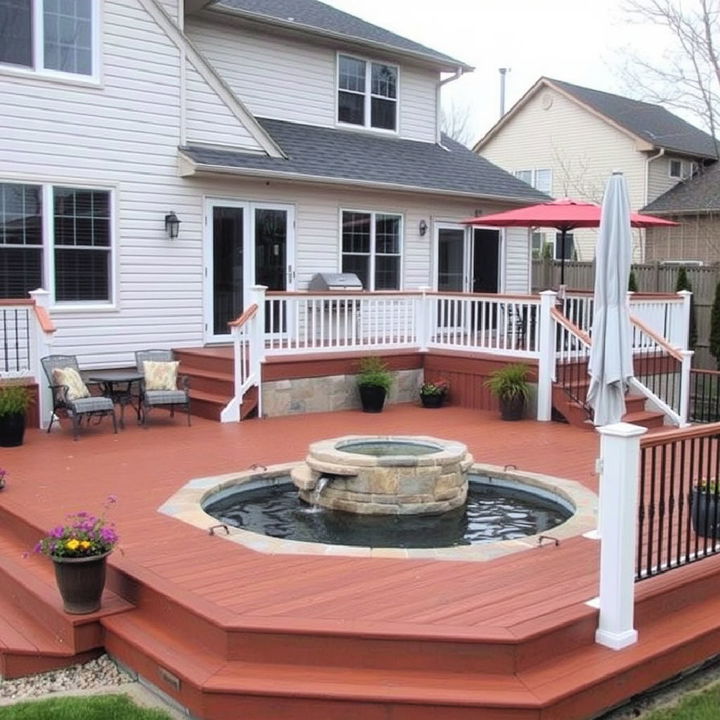 ground level water feature deck