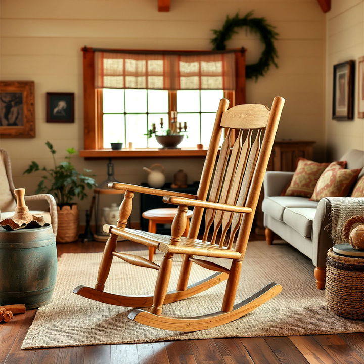 handcrafted wooden rocking chair