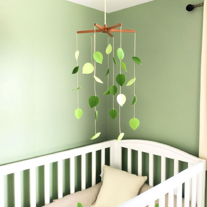 hang a green leaf mobile above the crib