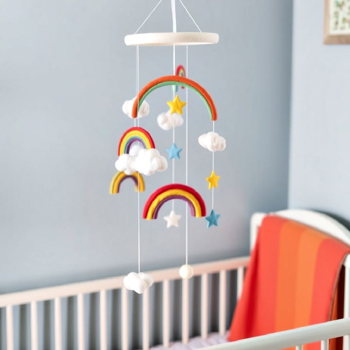 hang a rainbow mobile for nursery