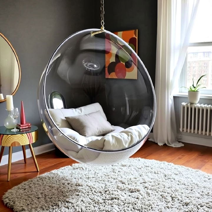 hanging bubble chair for 60s bedroom