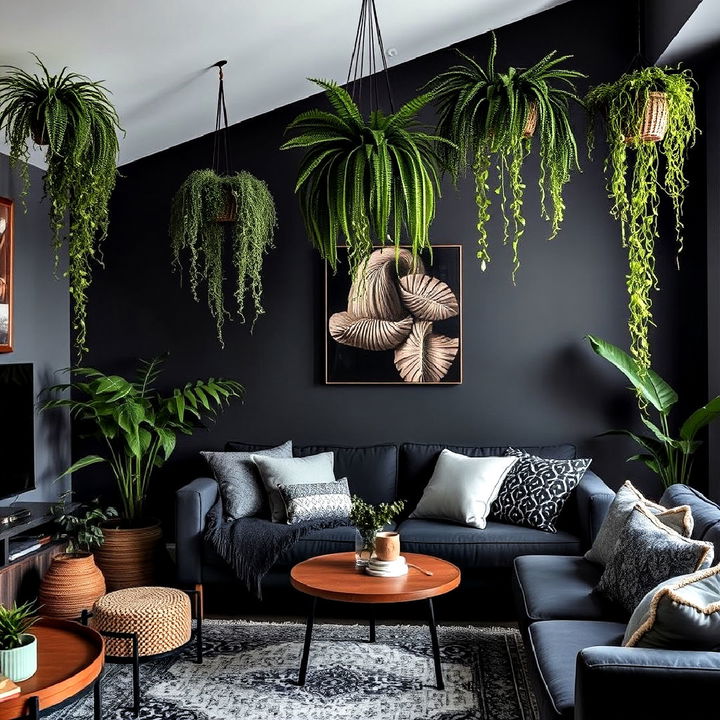 hanging plants in living room