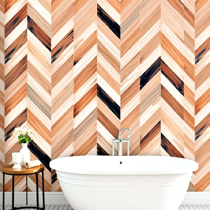 herringbone pattern accent wall for timeless sophistication