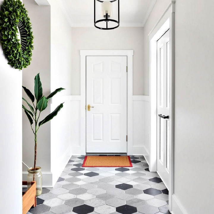 hexagonal tiles to transform a small entryway