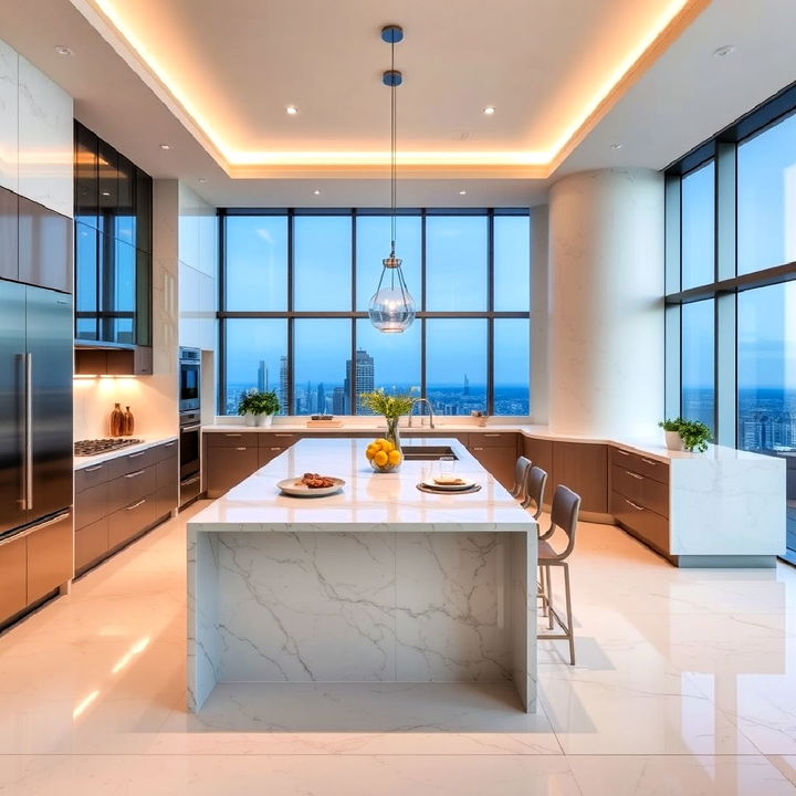 high end kitchen with island