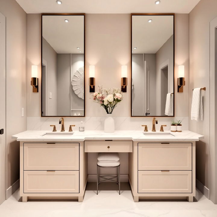 his and hers vanities for penthouse bathroom