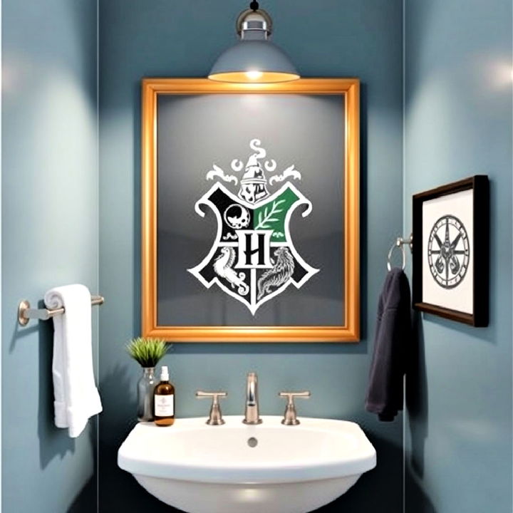 hogwarts crest bathroom wall art