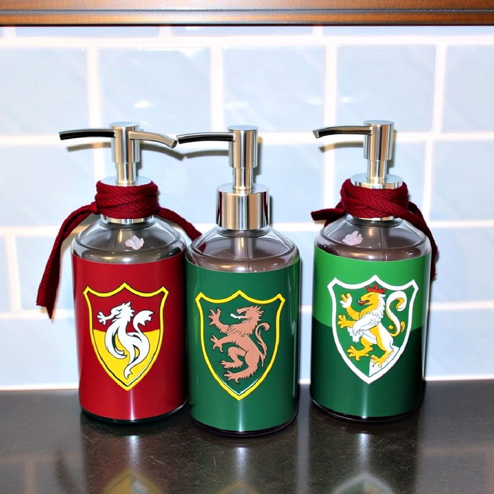 hogwarts house themed soap dispensers