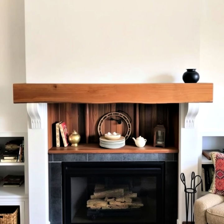 hollow beam mantel with storage