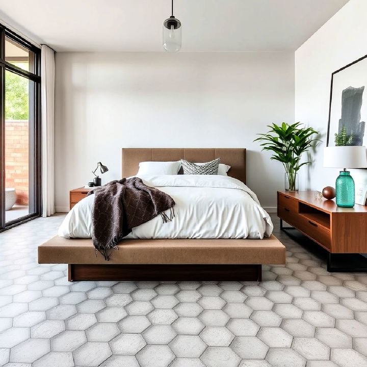 honeycomb patterns into concrete flooring