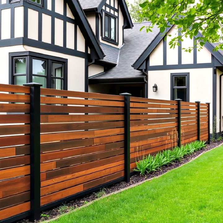 horizontal wood fencing for a modern look