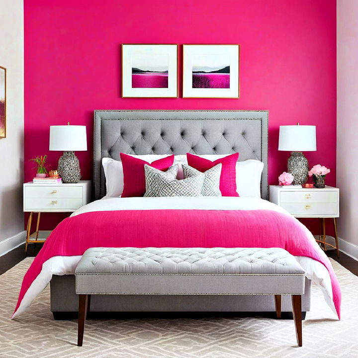 hot pink bedroom accent wall