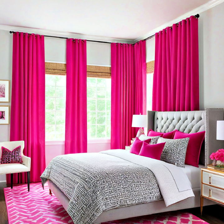 hot pink bedroom curtains