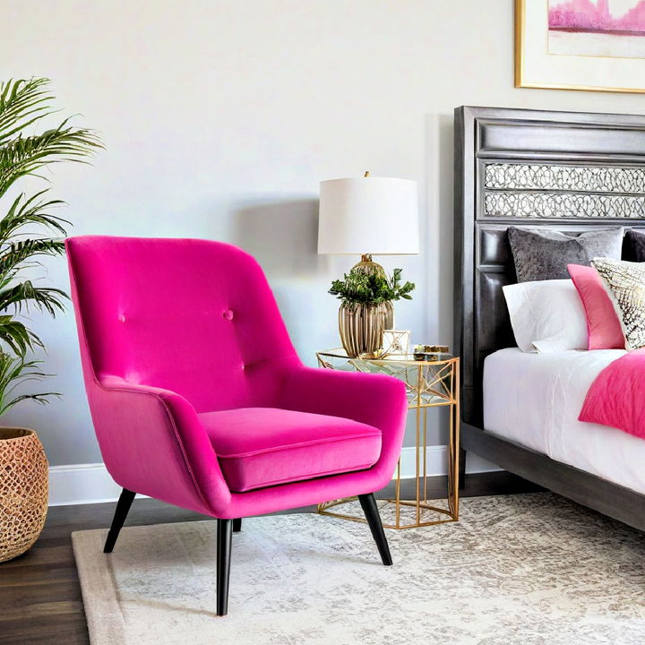 hot pink statement chair for bedroom